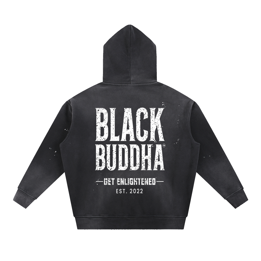 Vintage Washed Frayed Fleece Hoodie