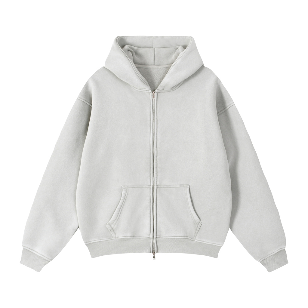 Zip -Through Boxy Fleece Hoodie