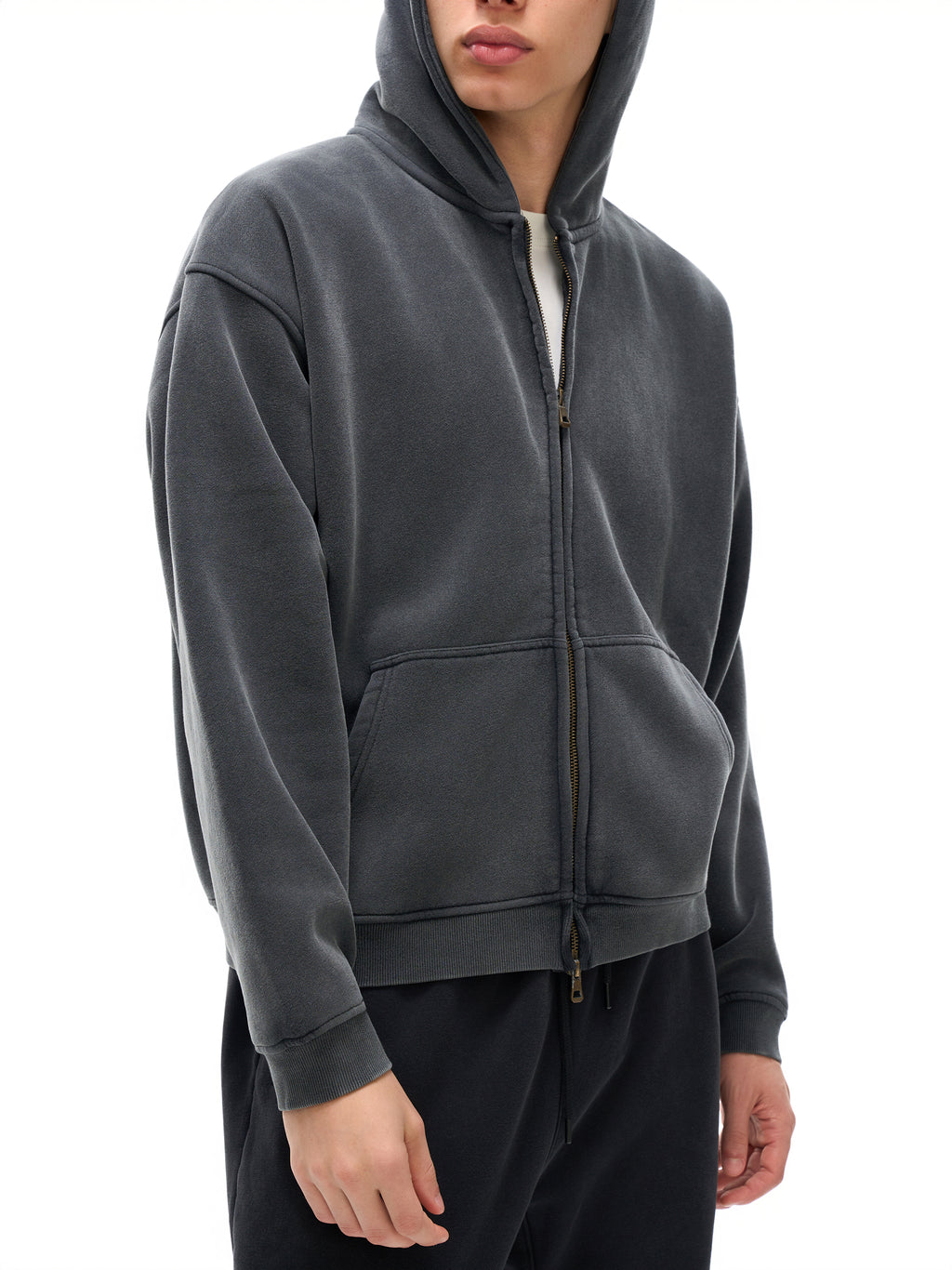 Zip -Through Boxy Fleece Hoodie